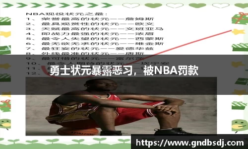 勇士状元暴露恶习，被NBA罚款